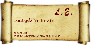 Lestyán Ervin névjegykártya